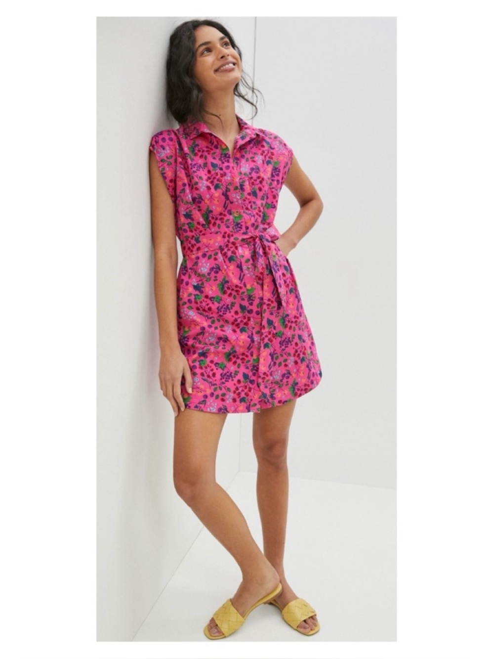 NWOT Anthropologie Maeve Toni Buttondown Berries Dress in Pink Floral Size Small